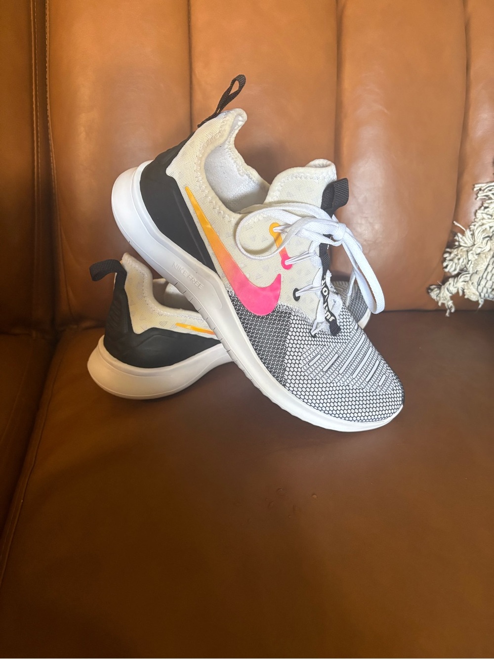 Nike Free TR8 Woman White and Hot Pink Sneakers with Black Accents